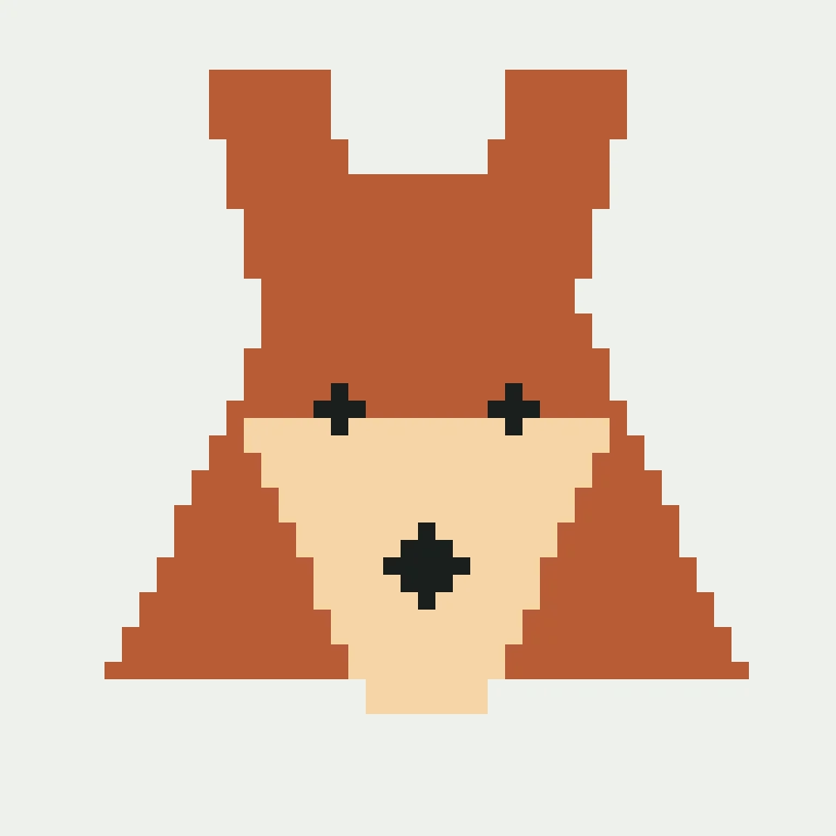 Fox face animal cross stitch pattern in rust, cream, and dark brown